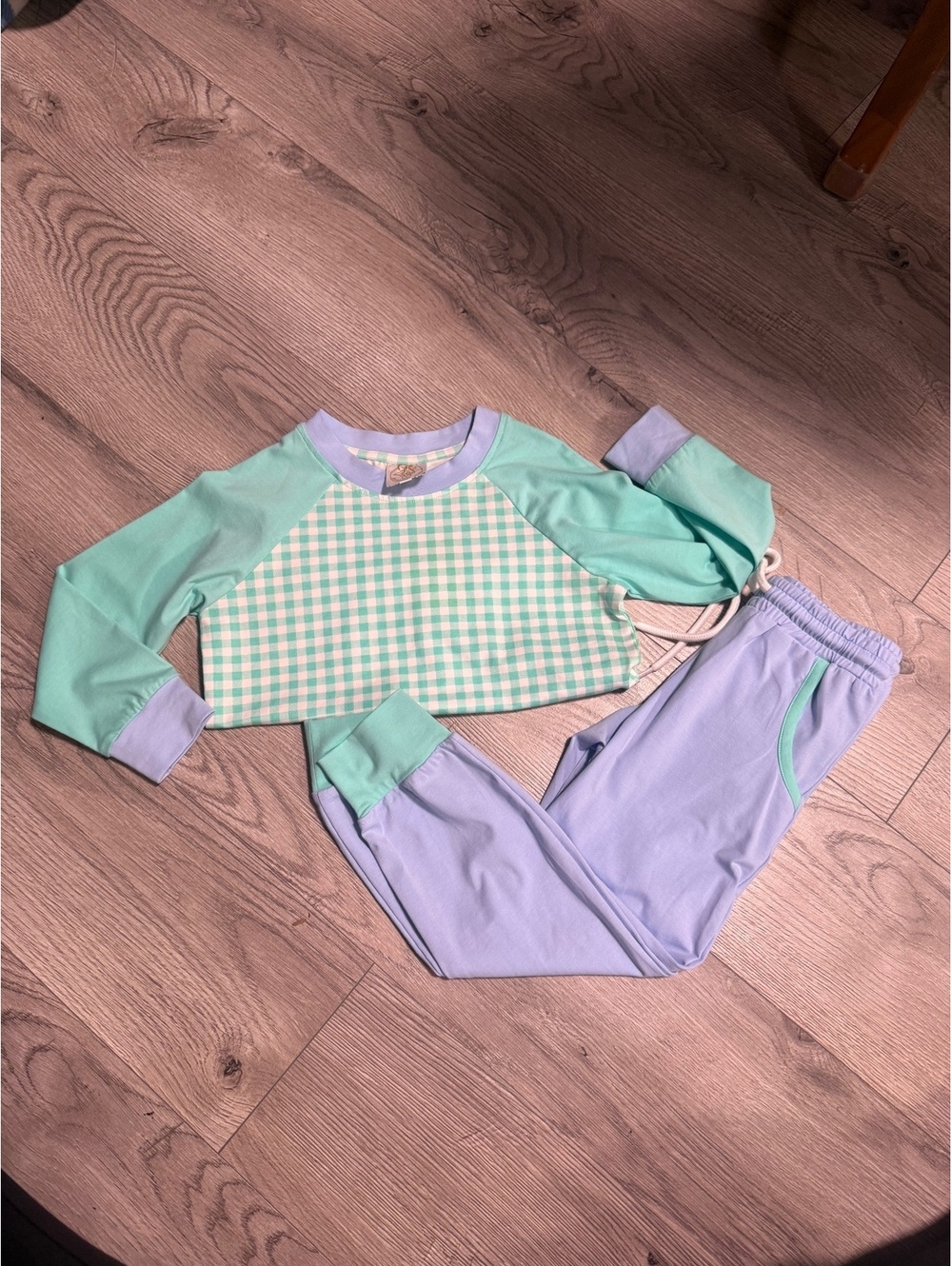 Southern Sass Smocks 2-Piece Outfit Set, Size 4T, Mint Green Gingham Top